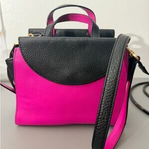 Kate Spade Saturday Pink Black Leather Mini Satchel Crossbody